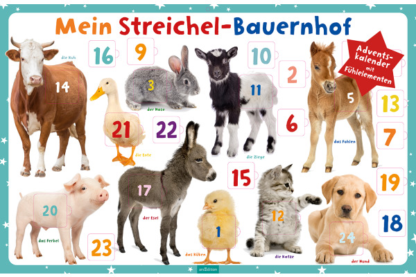 ARS EDITI Adventskalender 62x40.2cm 12552 Streichel-Bauernhof