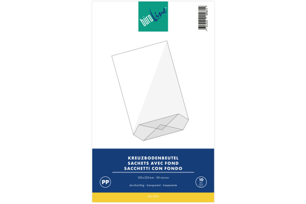 BÜROLINE Kreuzboden Beutel 120×225mm 423003 transparent 10 Stück