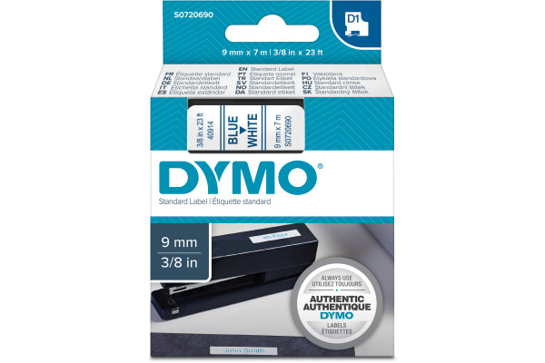 DYMO Schriftband D1 S0720690 blau/weiss 9mm/7m