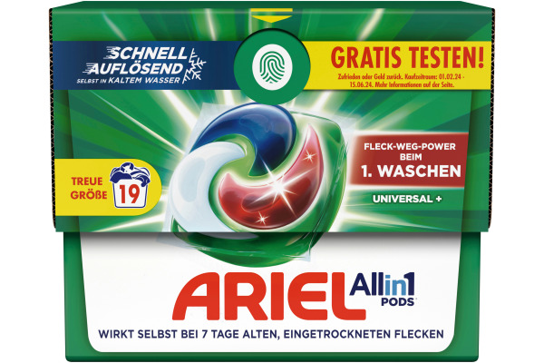 ARIEL Wäsche-Pods Allin1 971640 Universal 19 Pods