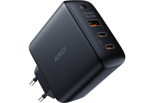 AUKEY OmniaMix II 65W GaN PD PA-B6T BK 3-Port, Wall Charger Black