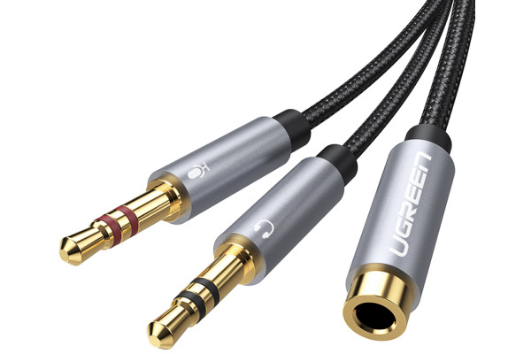 UGREEN Audio Cable 3.5mm Fem./2 Male 20899 aluminum Case, Black, (BB)