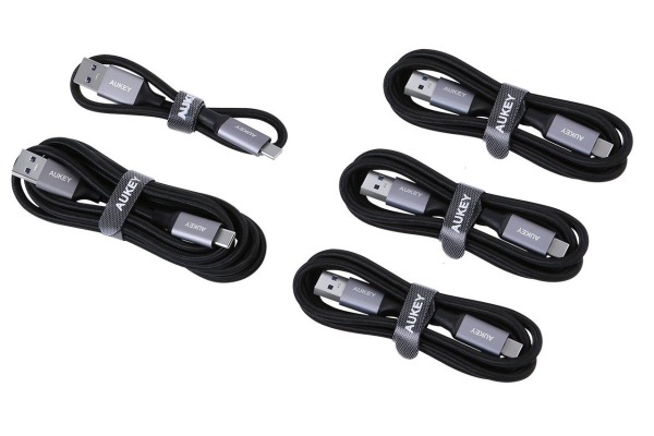 AUKEY ImpulseCable USB-A-to-C bl. CBCMD2 5Pack 1x2M,3x1M,1x0.3M alu