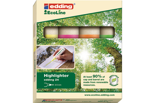 EDDING EcoLine Textmarker 24 2-5mm 24-E4 4-farbig