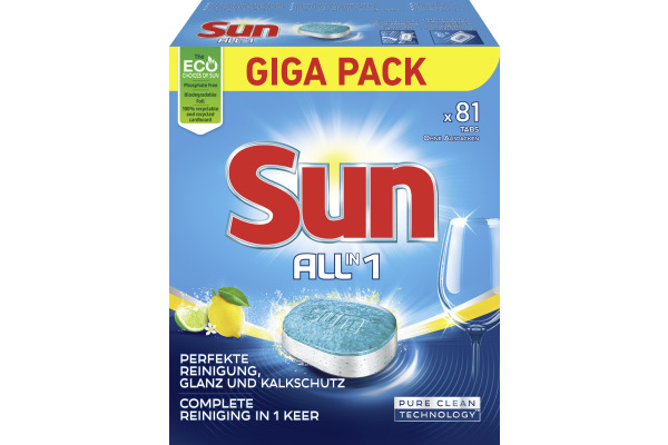 SUN Geschirrspül-Tabs 81 Tabs 68546279 All in 1, Complete Lemon