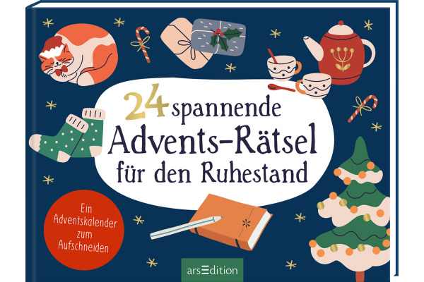 ARS EDITI Adventskalender 16x20.5x1.5cm 135732 24 Advents-Rätsel Ruhestand