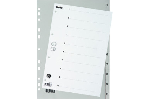 BIELLA Register PP grau A4 47141000U 1-10, Vollformat