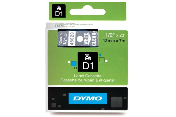 DYMO Schriftband D1 weiss/transp. S0720600 12mm/7m