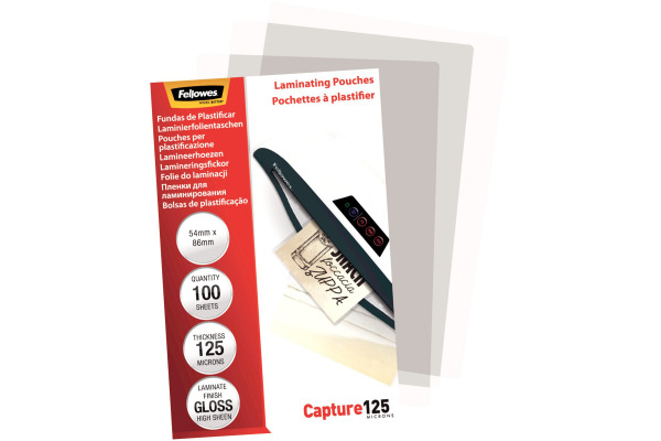 FELLOWES Laminiertasche 54x86mm 5306302 glanz, 125my 100 Stk