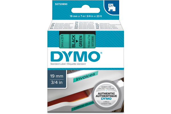 DYMO Schriftband D1 S0720890 schwarz/grün 19mm/7m