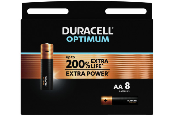 DURACELL Batterie Optimum 4-137684 AA, LR6, 1.5V 8 Stück