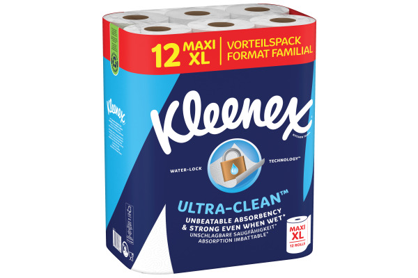 KLEENEX Haushaltspapier Ultra Clean 5815001 2-lagig 12 XL Rollen