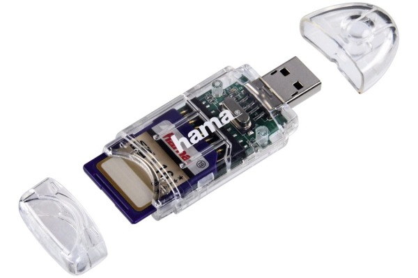 HAMA USB-2.0-Kartenleser 8in1 91092 SD/microSD, Transparent