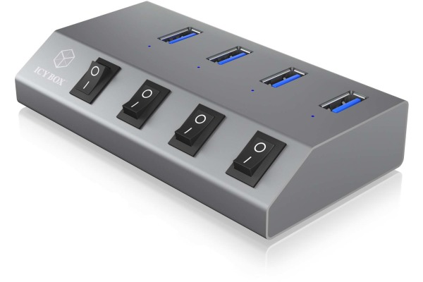 ICY BOX 4 Port Hub & Charger USB 3.0 IBHUB1405 Aluminium