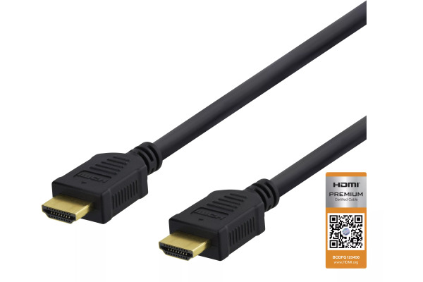 DELTACO HDMI cable Highspeed Premium HDMI1015D w/Ethernet, 4K UHD,1.5m, Bl.